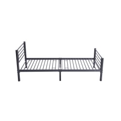 Lit "Sammy" métal gris foncé 90×200 cm avec sommier