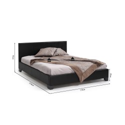 Lit "Roma" 160×200 cm avec sommier – PU Noir ou Tissu Gris