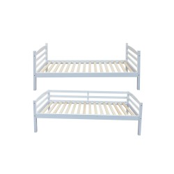 Lit superposé "Roy" divisible 90×200 cm en pin massif blanc