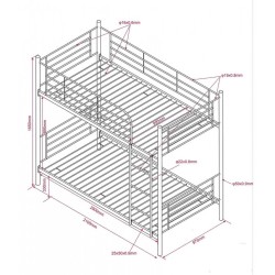 Lit superposé AS110 90×200 cm métal gris – modulable et pratique