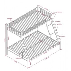 Lit superposé Trio AS121 métal gris – 3 couchages modulables