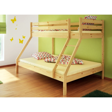 Lit superposé Mike en pin – Couchage 140×200 et 90×200 cm
