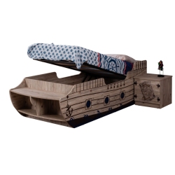 Lit enfant Captain 90x200 cm – Bateau pirate avec rangements