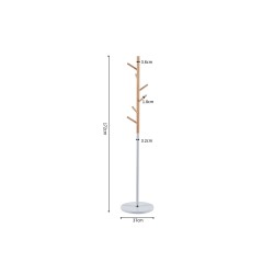 Porte-manteaux "Viola" Blanc – Hêtre & métal, design épuré, 172 cm