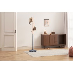 Porte-manteaux Viola Noir mat – Bois de hêtre & métal, 172 × 37 cm