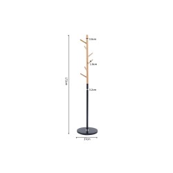 Porte-manteaux Viola Noir mat – Bois de hêtre & métal, 172 × 37 cm