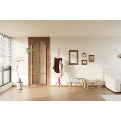 Porte-manteaux Kassie Rouge – Métal Ø 48 cm H 174 cm, design moderne