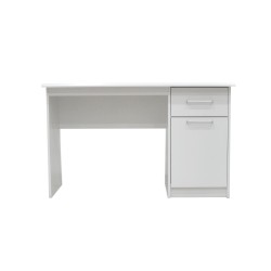 Bureau "Milou" 1 tiroir 1 porte blanc – MDF 121 × 60 cm, fonctionnel & élégant