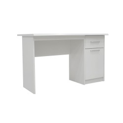 Bureau "Milou" 1 tiroir 1 porte blanc – MDF 121 × 60 cm, fonctionnel & élégant
