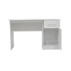 Bureau "Milou" 1 tiroir 1 porte blanc – MDF 121 × 60 cm, fonctionnel & élégant