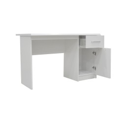 Bureau "Milou" 1 tiroir 1 porte blanc – MDF 121 × 60 cm, fonctionnel & élégant
