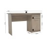 Bureau "Milou" 1 tiroir 1 porte décor Sonoma – MDF 121 × 60 cm, chaleureux & fonctionnel