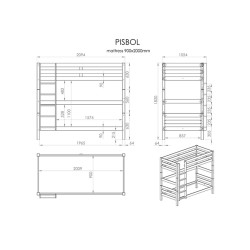 Lit superposé Pino blanc 90×200 cm – Sommier inclus, matelas & tiroirs en option