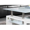 Table basse Alana 100×60 cm Blanc Brillant – Verre trempé & MDF