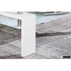 Table basse Alana 100×60 cm Blanc Brillant – Verre trempé & MDF