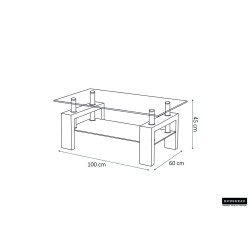 Table basse Alana 100×60 cm Blanc Brillant – Verre trempé & MDF