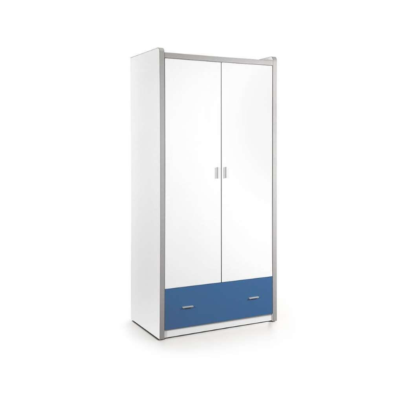 Armoire Bonny bleu 2 portes – Penderie et étagères intégrées | Vipack