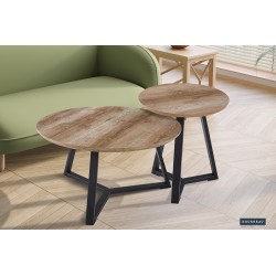 Table basse Paso 1 Chêne Vieilli 80×80 cm – MDF décor rustique, solide & stylée