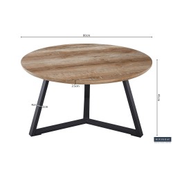 Table basse Paso 1 Chêne Vieilli 80×80 cm – MDF décor rustique, solide & stylée