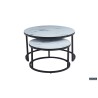 Table basse Boston Marbre Blanc – Cadre sable & plateau verre effet marbré 80×80×45 cm