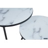 Table basse Boston Marbre Blanc – Cadre sable & plateau verre effet marbré 80×80×45 cm