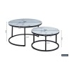 Table basse Boston Marbre Blanc – Cadre sable & plateau verre effet marbré 80×80×45 cm