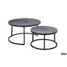 Table basse Boston Verre Gris Pierre – Plateau verre effet marbre, Ø 80 × H 45 cm