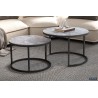 Table basse Boston Verre Gris Pierre – Plateau verre effet marbre, Ø 80 × H 45 cm