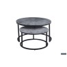 Table basse Boston Verre Gris Pierre – Plateau verre effet marbre, Ø 80 × H 45 cm