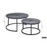 Table basse Boston Verre Gris Pierre – Plateau verre effet marbre, Ø 80 × H 45 cm