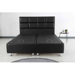 Lit 140×200 cm – Blanc ou Noir – Sommier inclus, matelas en option | Lit design contemporain