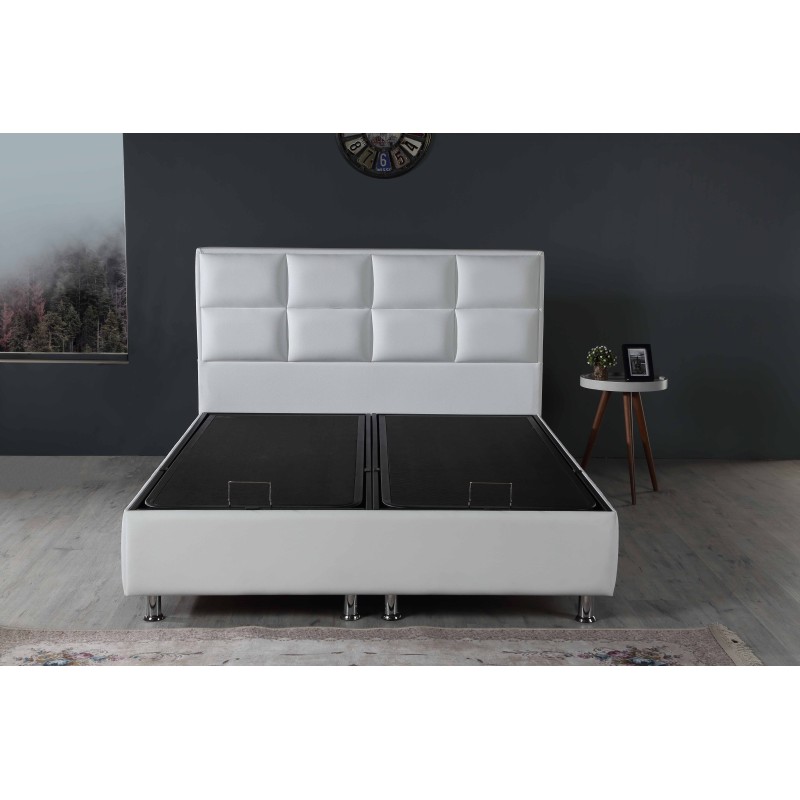 Lit 140×200 cm – Blanc ou Noir – Sommier inclus, matelas en option | Lit design contemporain