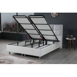 Lit 140×200 cm – Blanc ou Noir – Sommier inclus, matelas en option | Lit design contemporain