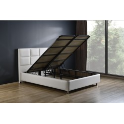 Lit 140×200 cm – Blanc ou Noir – Sommier inclus, matelas en option | Lit design contemporain