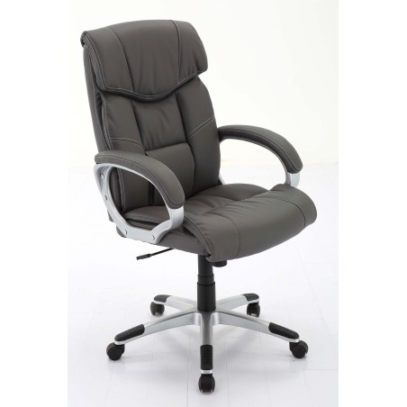 Chaise de bureau CH-87043 gris – Simili-cuir, hauteur réglable