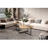 Set tables basses Pola Chêne Vieilli – Ø 80 cm & Ø 45 cm, structure sable décor MDF