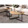 Set tables basses Pola Chêne Vieilli – Ø 80 cm & Ø 45 cm, structure sable décor MDF