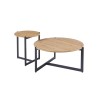 Set tables basses Pola Chêne Vieilli – Ø 80 cm & Ø 45 cm, structure sable décor MDF
