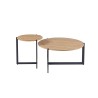Set tables basses Pola Chêne Vieilli – Ø 80 cm & Ø 45 cm, structure sable décor MDF