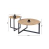 Set tables basses Pola Chêne Vieilli – Ø 80 cm & Ø 45 cm, structure sable décor MDF