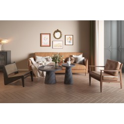Table basse "Manus" 80 cm Gris Foncé – Plateau MDF avec rebord, H 47 cm