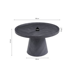 Table basse "Manus" 80 cm Gris Foncé – Plateau MDF avec rebord, H 47 cm