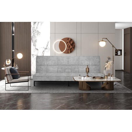 canapé-lit, Konya, gris, canapé convertible, mousse froide, bois d’eucalyptus, meuble compact, couchage d’appoint, gain de place
