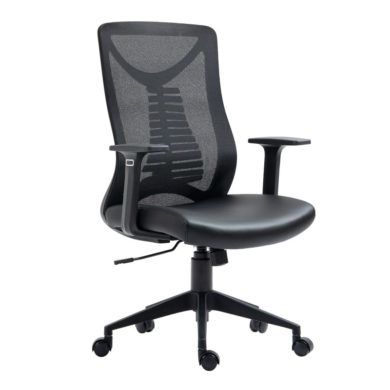 Fauteuil de bureau 8330H-BK | Ergonomique en maille respirante noire avec accoudoirs
