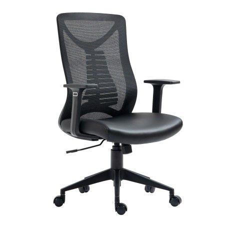 Fauteuil de bureau 8330H-BK | Ergonomique en maille respirante noire avec accoudoirs