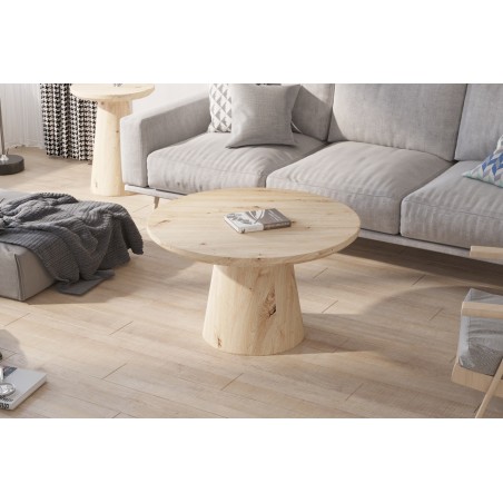Table basse Lukas 80 cm Chêne Vieilli – MDF, plateau bord relevé