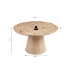 Table basse Lukas 80 cm Chêne Vieilli – MDF, plateau bord relevé