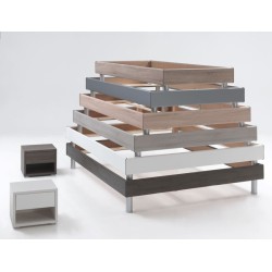 Cadre de lit gris 90x200 cm | Design moderne avec sommier et matelas en option