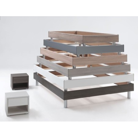 Cadre de lit gris 90x200 cm | Design moderne avec sommier et matelas en option