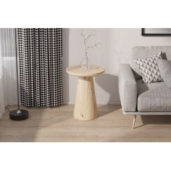 Table basse Lukas 45 cm Chêne Vieilli – MDF avec bord relevé, Ø 45 × H 55 cm